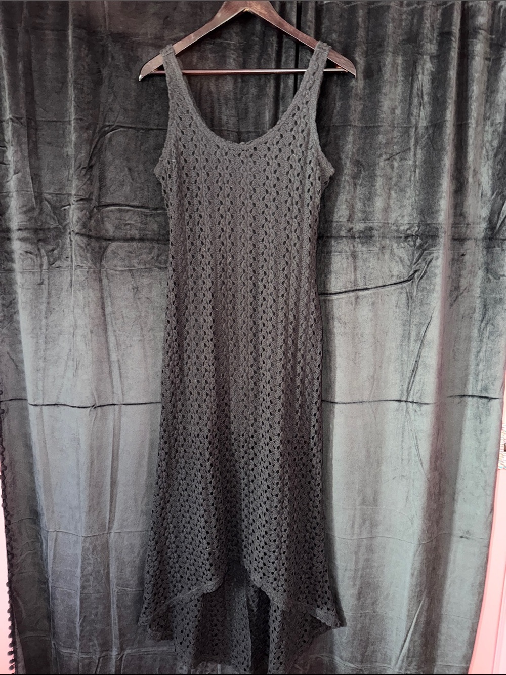 Xhilaration Black Crochet Tank Midi Dress